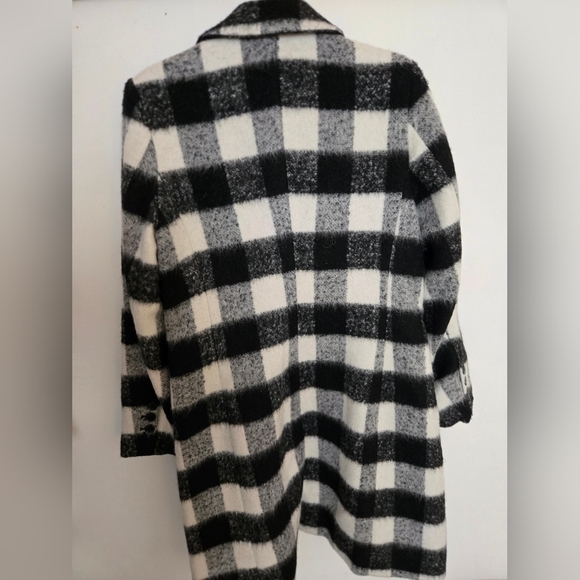 Liz Claiborne Buffalo plaid checkered overcoat warm winter minimalist Medium - Picture 5 of 5